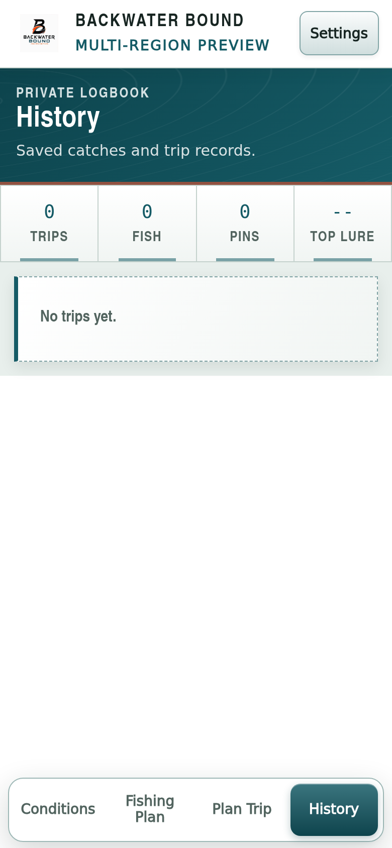 Trip History screen